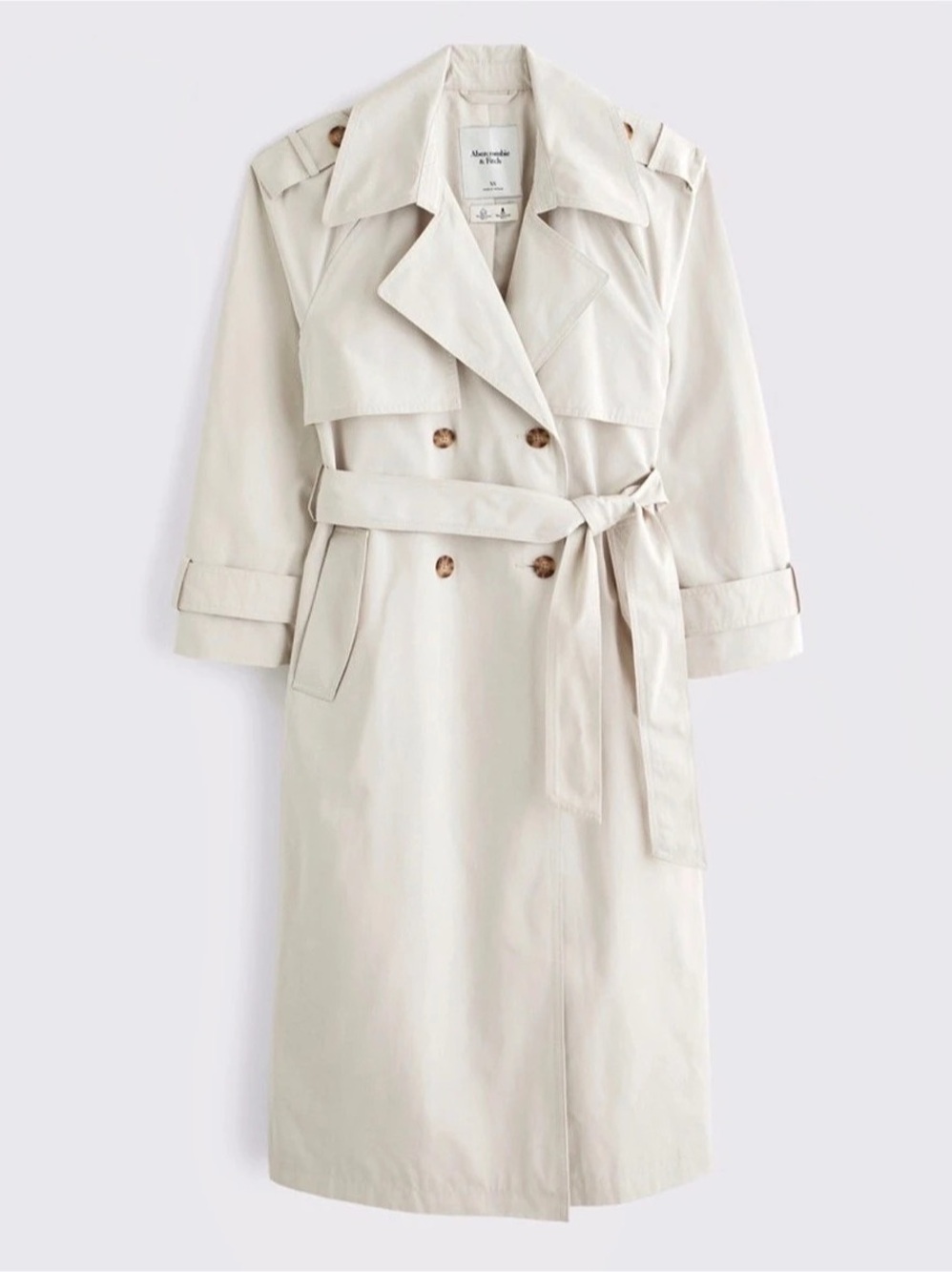 Abercrombie & Fitch Elevated Trench Coat Cream Small Belted